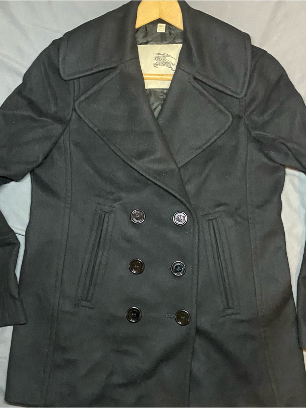 Burberry London Wool Cashmere Peacoat Women’s US 4 Black Double Breasted Luxury - Picture 15 of 16
